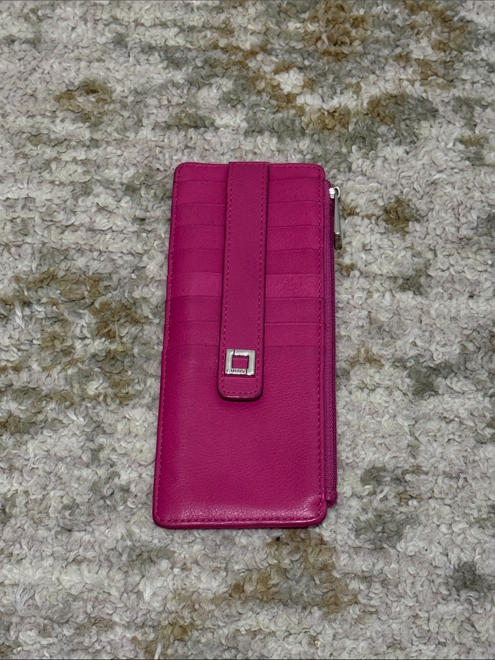 Lodis Hot Pink Leather Zip Card Wallet